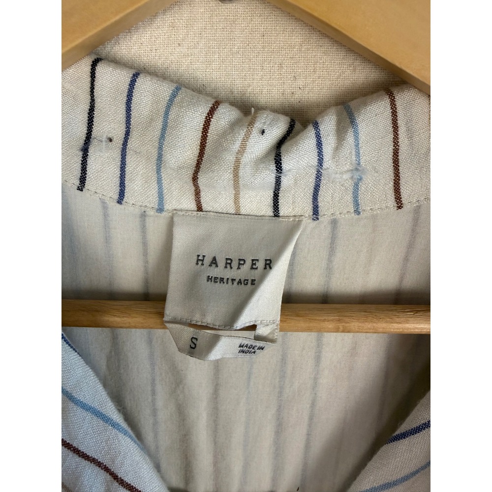 Harper Heritage Romper Women Small White Striped Soft Short Sleeve - Picture 4 of 10
